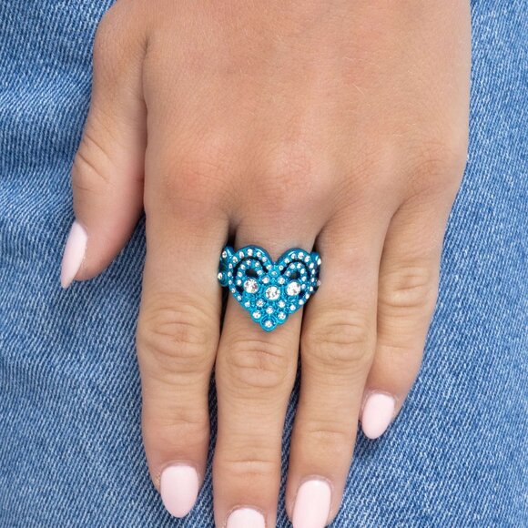 Paparazzi Jewelry Accessories - Gallant Glitter - Blue Ring - NEW!! - Picture 1 of 6